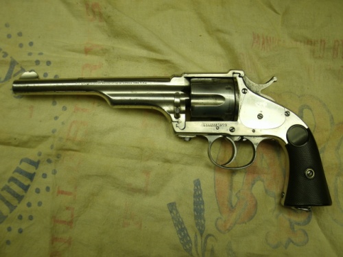 This gun, an 1873 Hopkins and Allen 44, was taken from Bill's hand when his body was recovered. It is on display at the Big Bend Historical Society Museum in Wilbur. Photograph from Gun Talk World, used by permission.